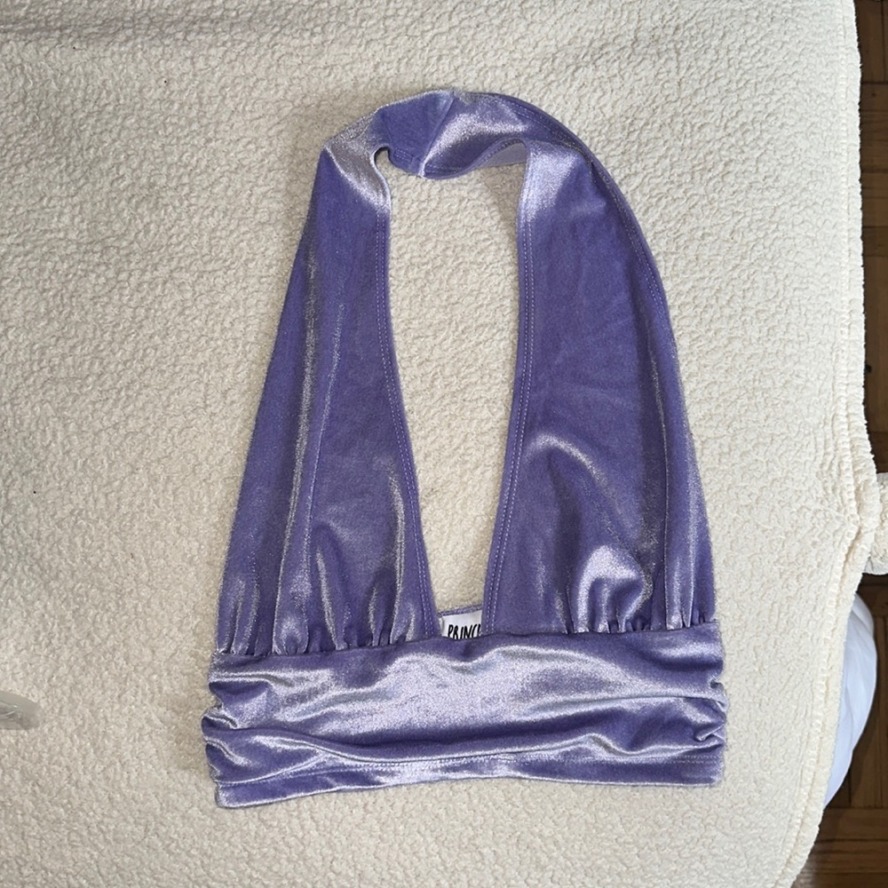 Princess Polly: purple Velvet halter top 💟